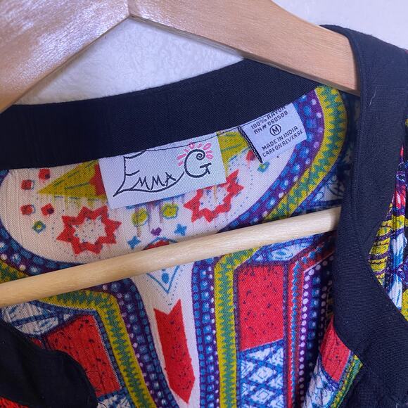 Emma G Black Aztec Print Tunic Medium - Picture 2 of 10